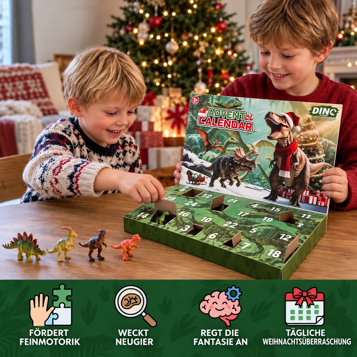 Advent Calendar Dinosaur-Themed 24-Day Countdown for Kids