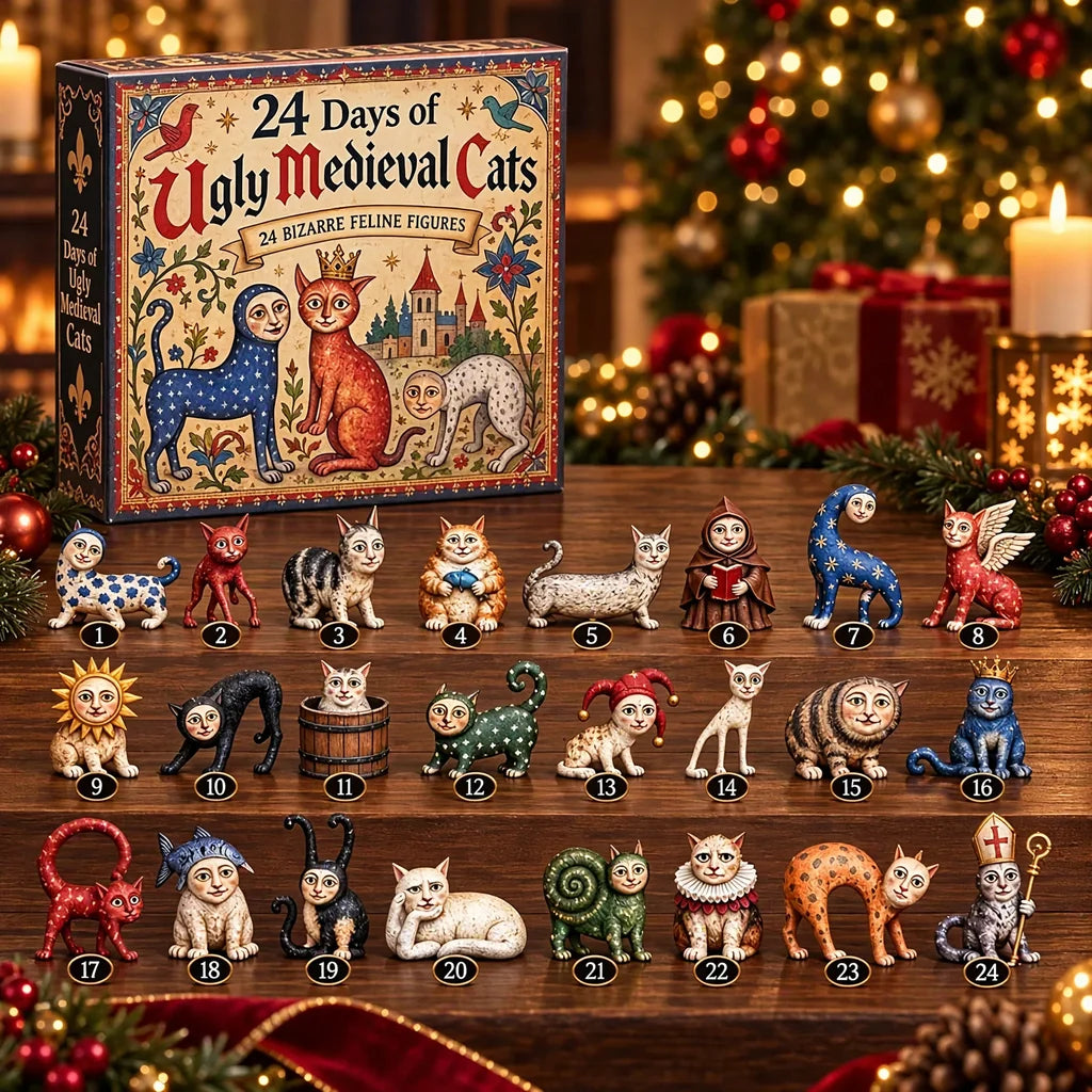 Advent Calendar Medieval Cat Figures 24-Day Countdown