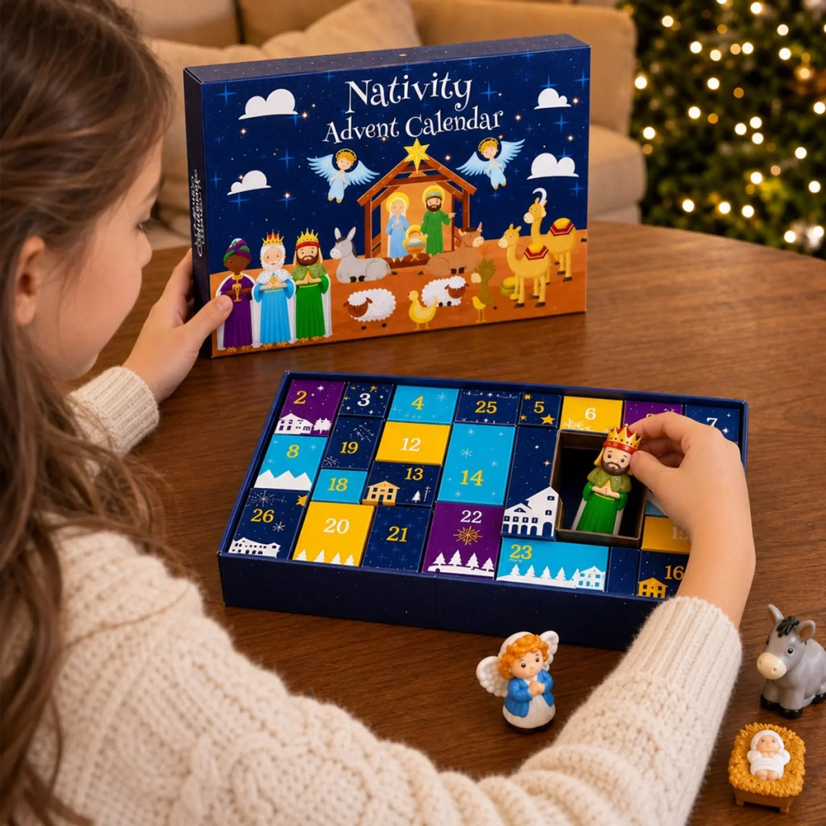 Advent Calendar Nativity Scene 24-Day Christmas Countdown