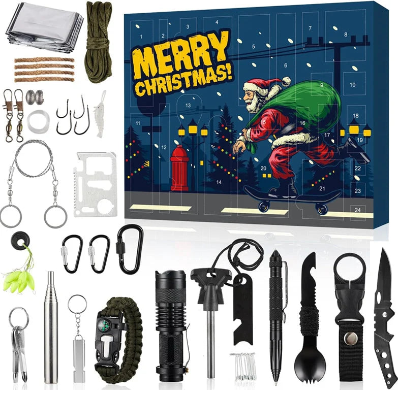 Advent Calendar Survival Tools 24 Compartments for Camping & Hiking