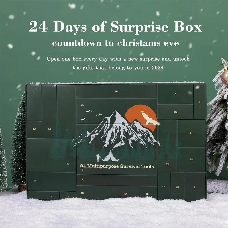 Advent Calendar Survival Tools 24 Compartments for Camping & Hiking