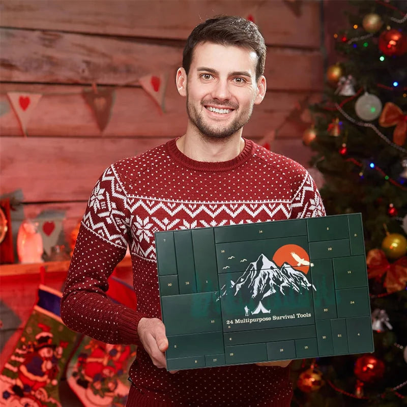 Advent Calendar Survival Tools 24 Compartments for Camping & Hiking