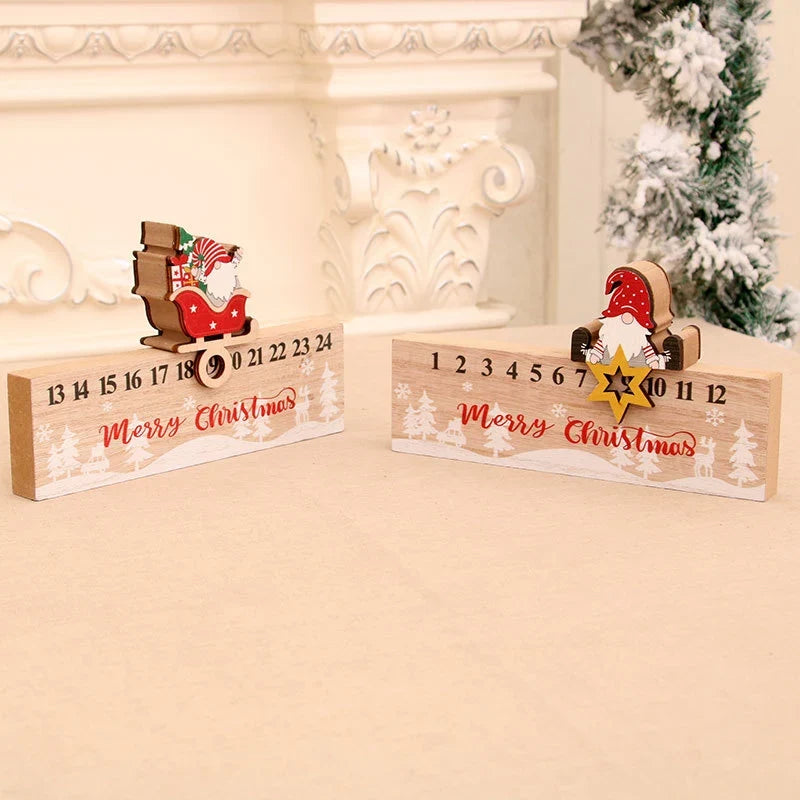 Advent Calendar Wooden Santa Sleigh Tabletop Decor
