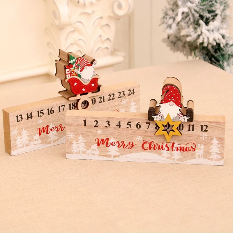 Advent Calendar Wooden Santa Sleigh Tabletop Decor