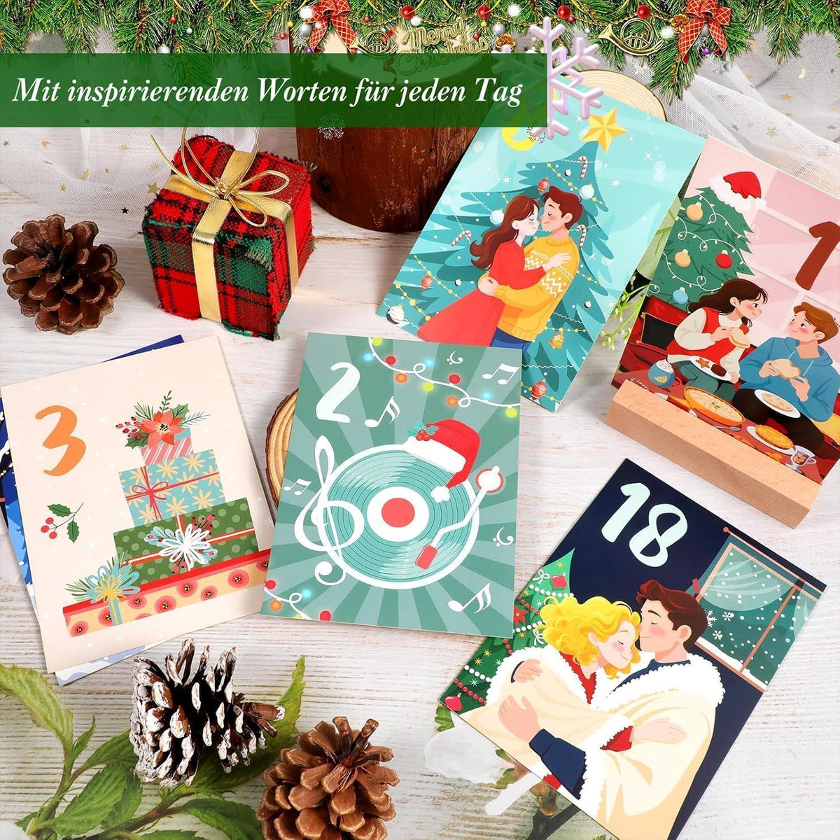 Advent Calendar for Couples 24 Activity Cards Wooden Stand