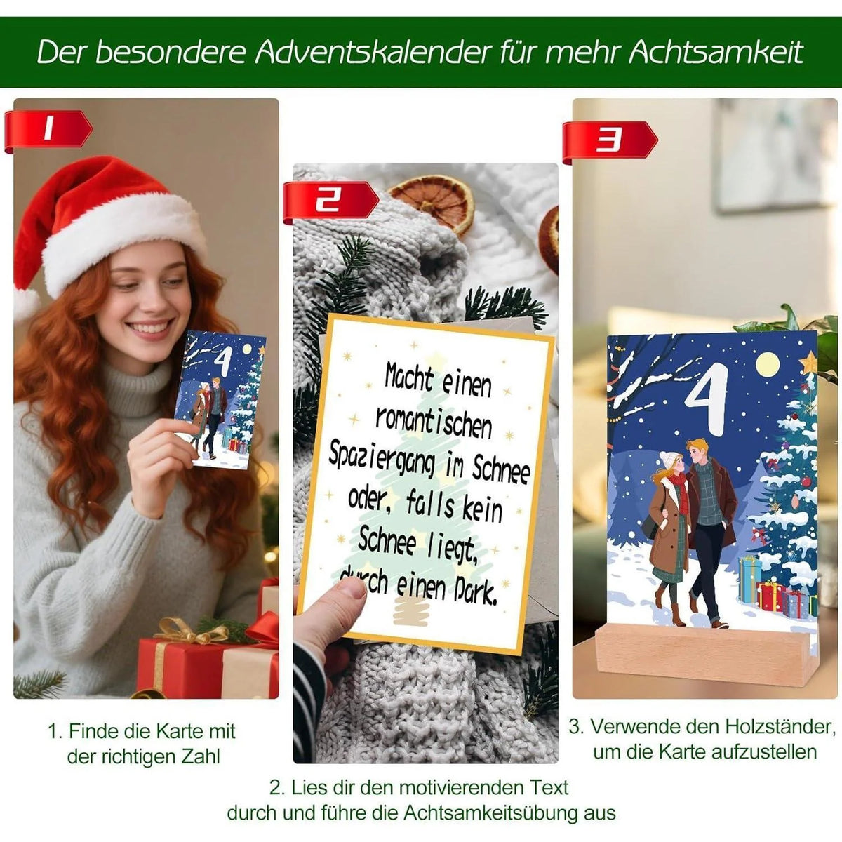 Advent Calendar for Couples 24 Activity Cards Wooden Stand