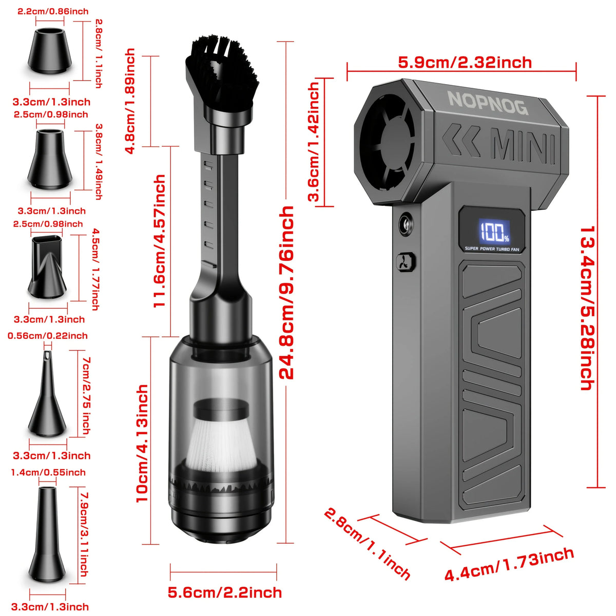 Air Blower & Vacuum 2-In-1 Brushless USB-C Rechargeable