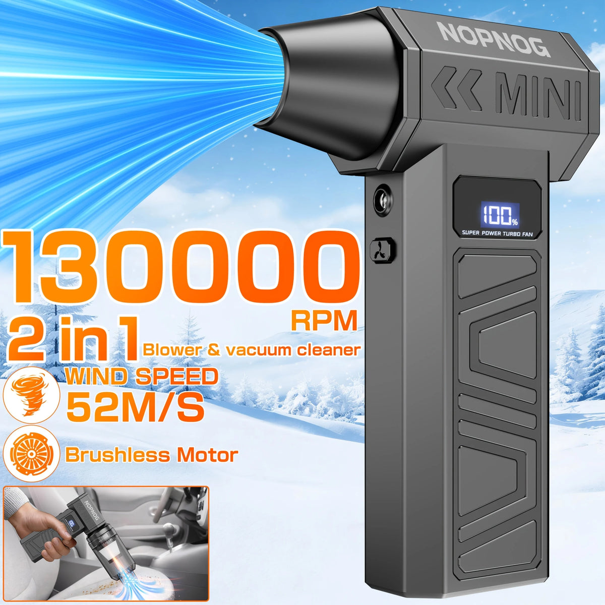 Air Blower & Vacuum 2-In-1 Brushless USB-C Rechargeable