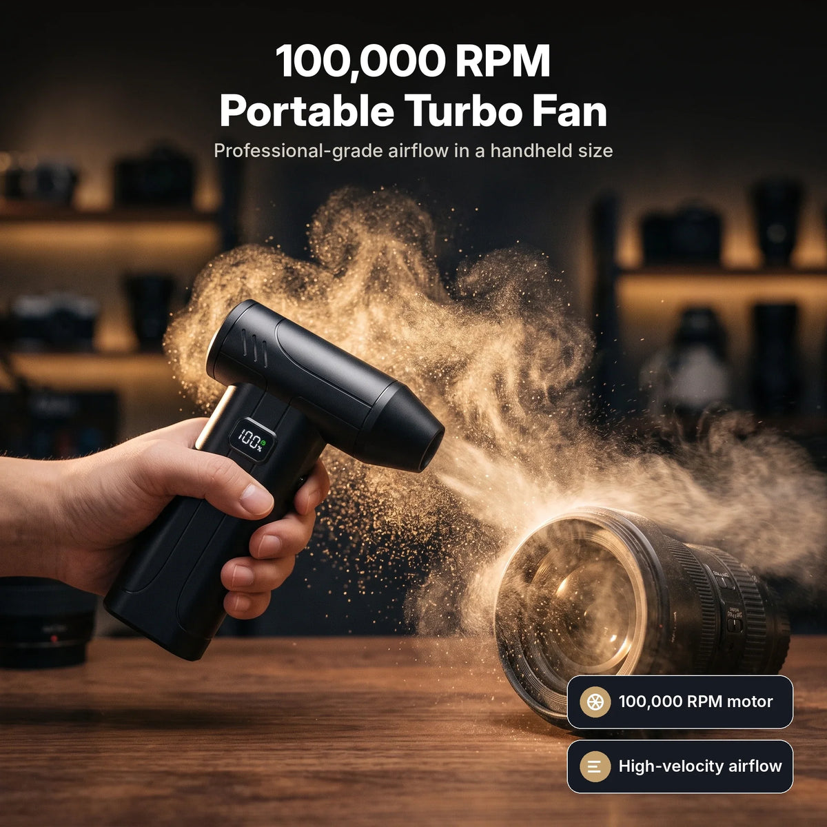 Air Duster Cordless 100,000 RPM Built-In LED Light