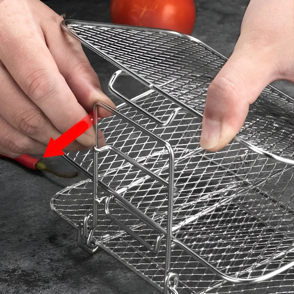 Air Fryer Rack Doubles Capacity Stainless Steel