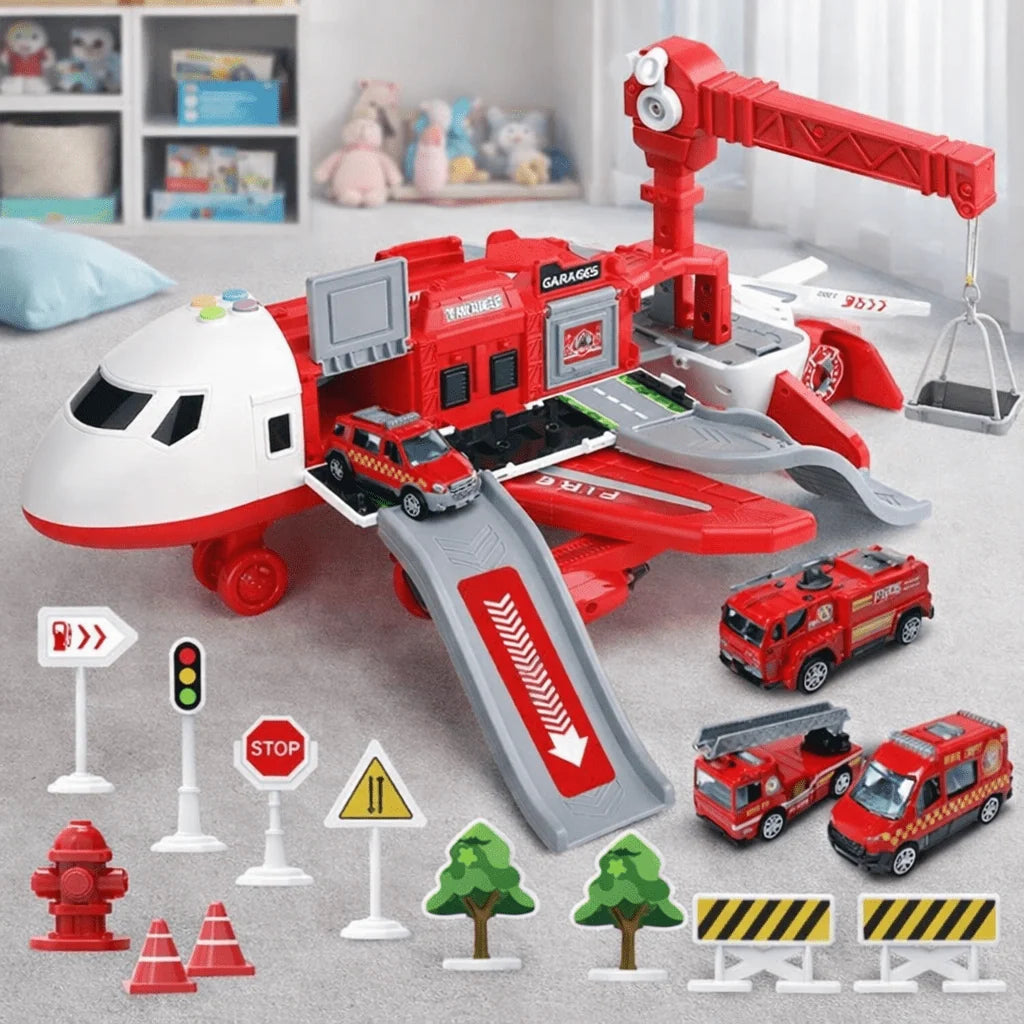 Airplane Playset With Service Vehicles Durable Plastic