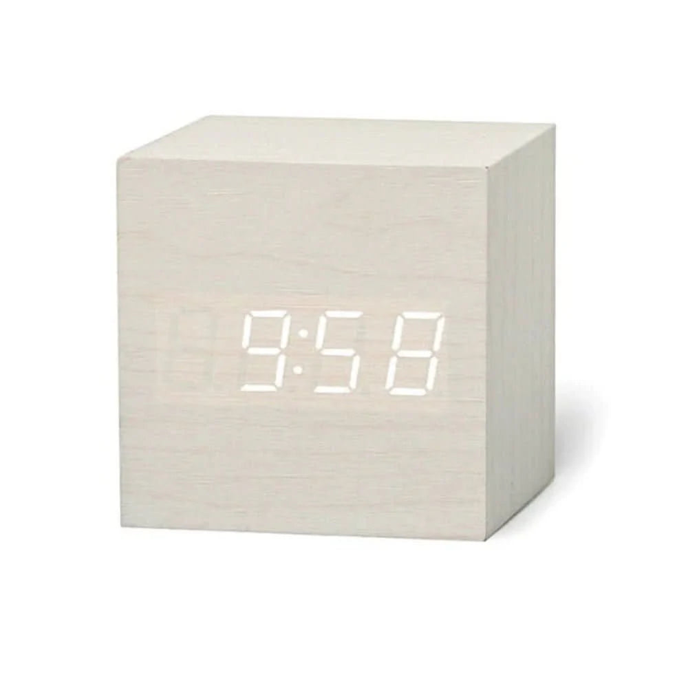 Alarm Clock Cube Design Adjustable Brightness Time Date & Temperature