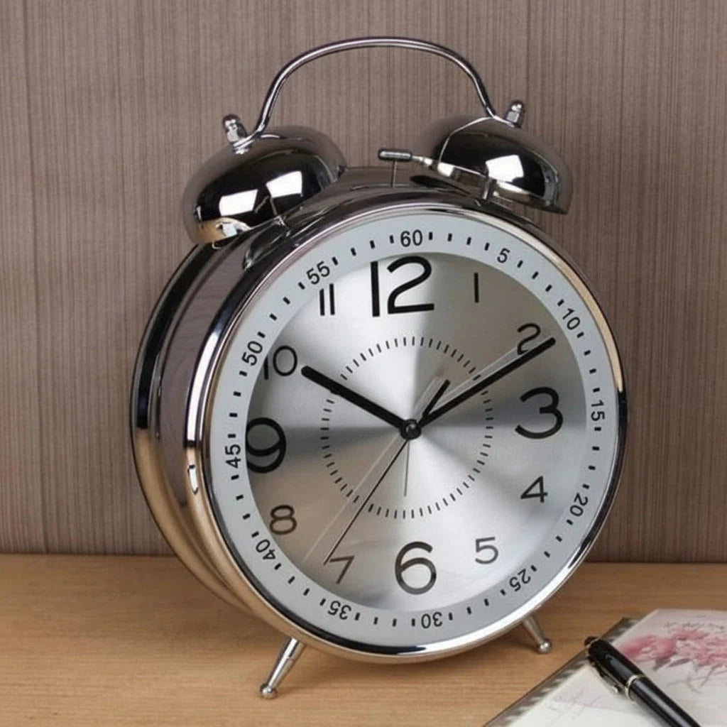 Alarm Clock Loud Twin-Bell Mechanical Wind-Up Solid Metal