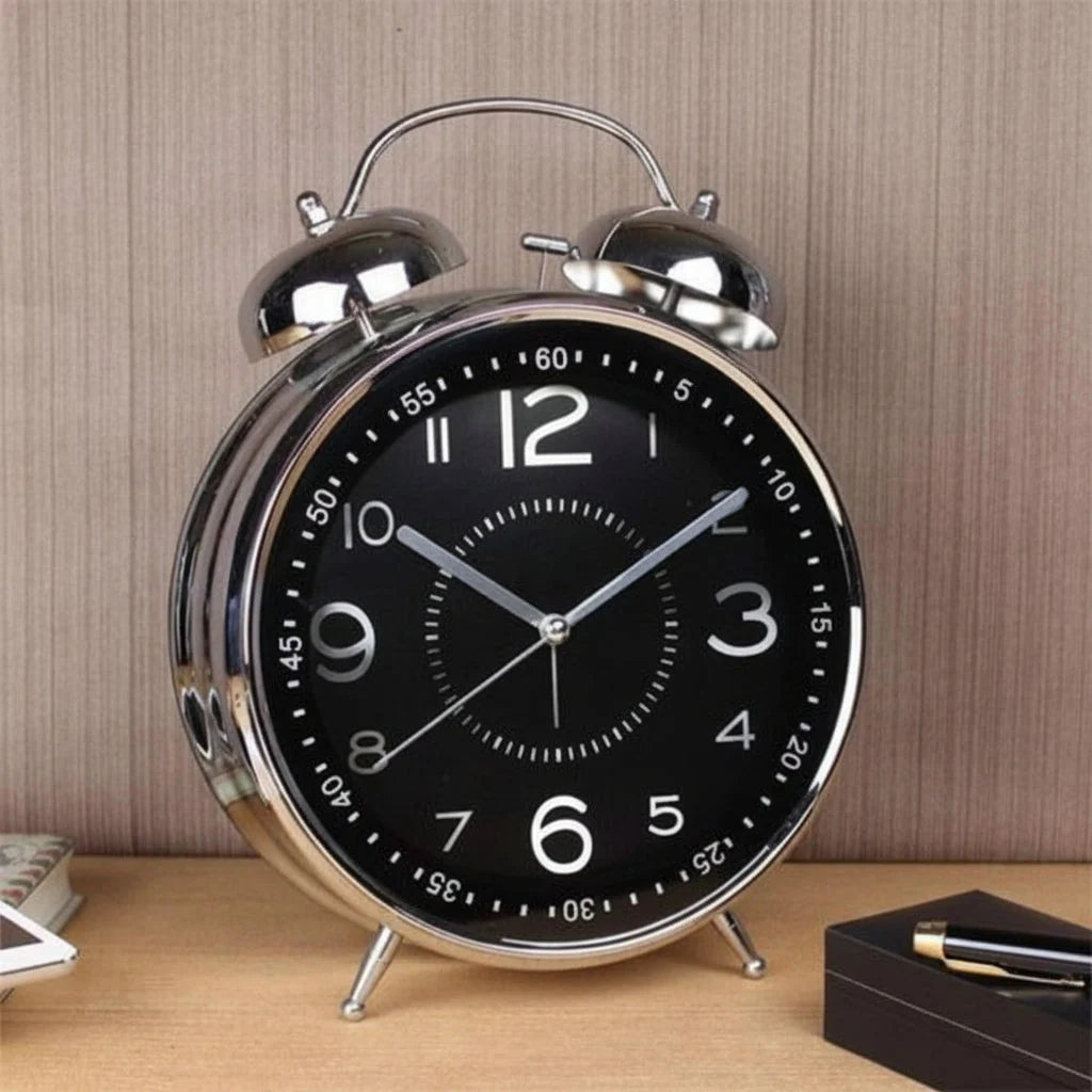 Alarm Clock Loud Twin-Bell Mechanical Wind-Up Solid Metal