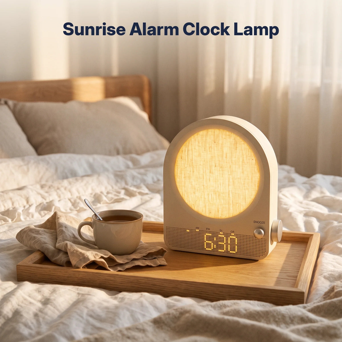 Alarm Clock Sunrise Light 3D Moon Lamp 10 Nature Sounds