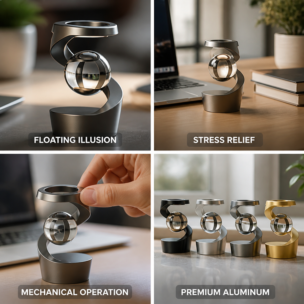 Aluminum Mechanical Floating Ball Kinetic Desk Toy