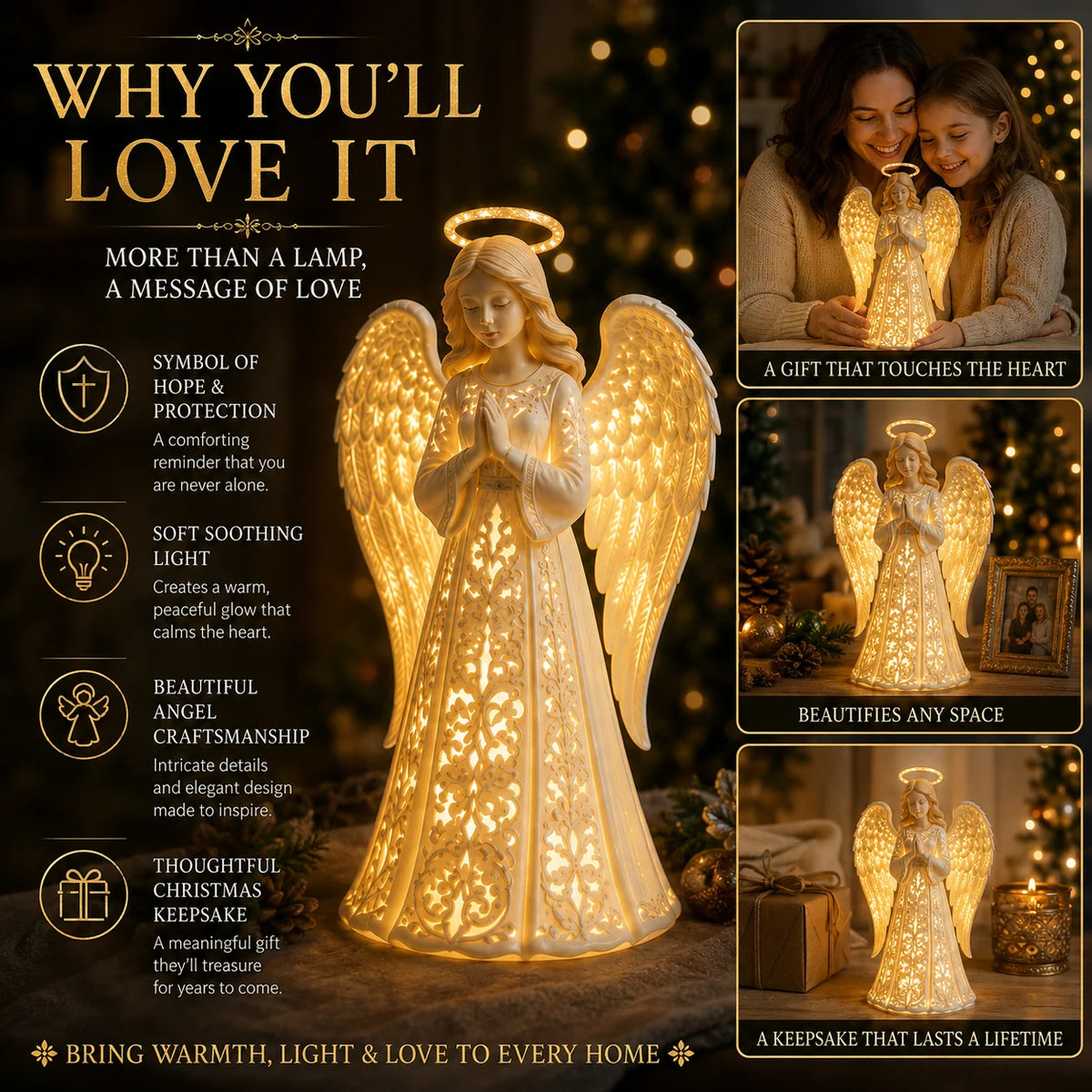 Angel Light Christmas Warm LED Glow Praying Design