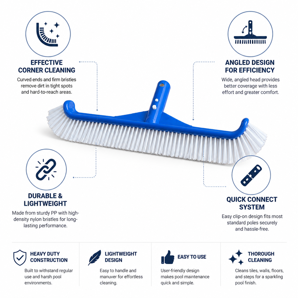 Angled Nylon Quick-Connect Pool Brush Head (17 Inch)