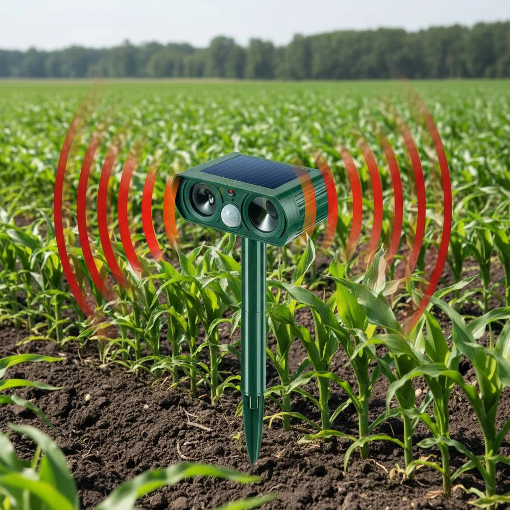 Animal Repellent Solar-Powered Motion-Activated Ultrasonic Weatherproof Outdoor Use