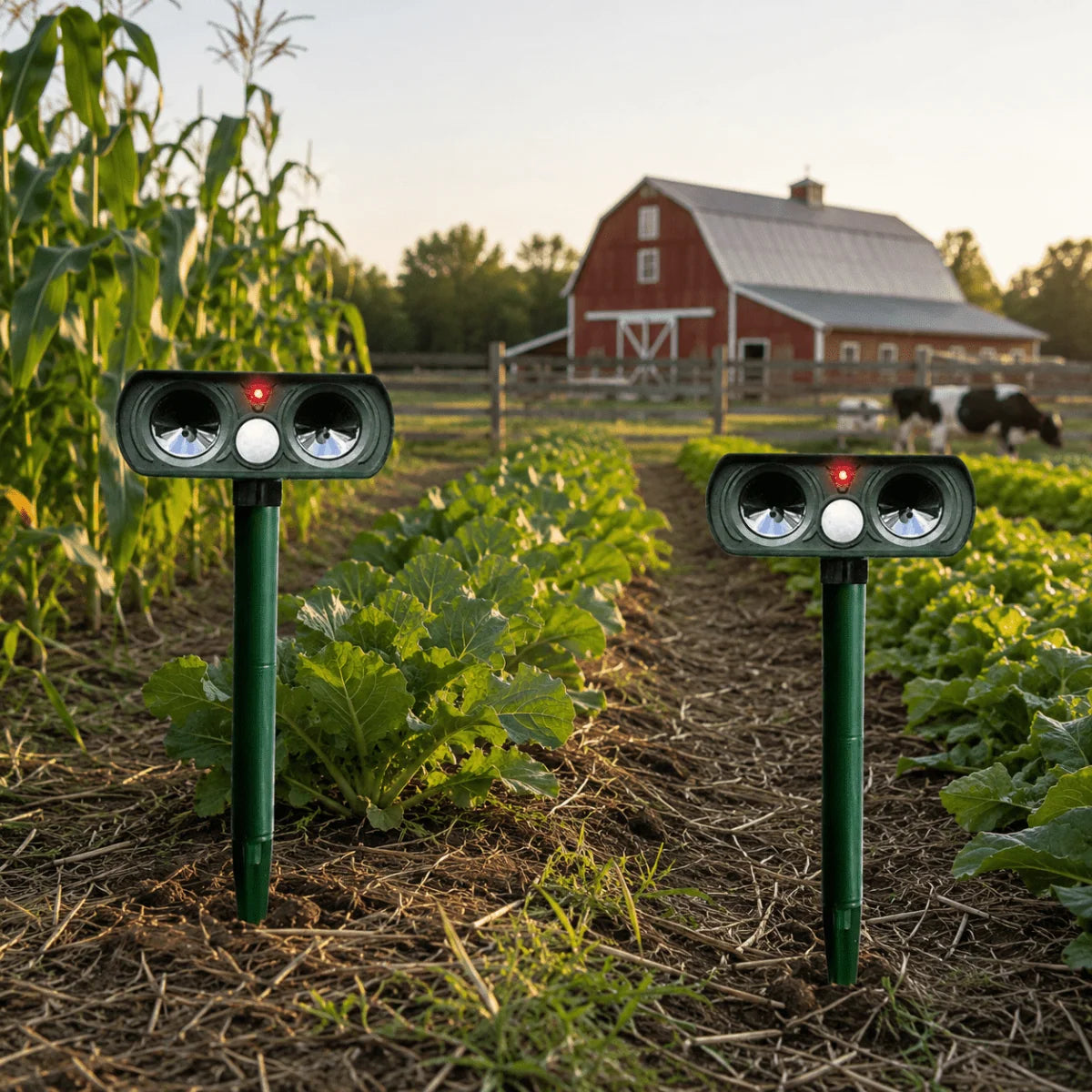 Animal Repellent Solar-Powered Motion-Activated Ultrasonic Weatherproof Outdoor Use