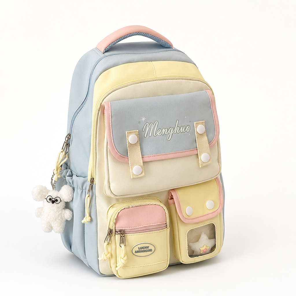 Anime-Inspired Water-Resistant Multi-Compartment School Backpack