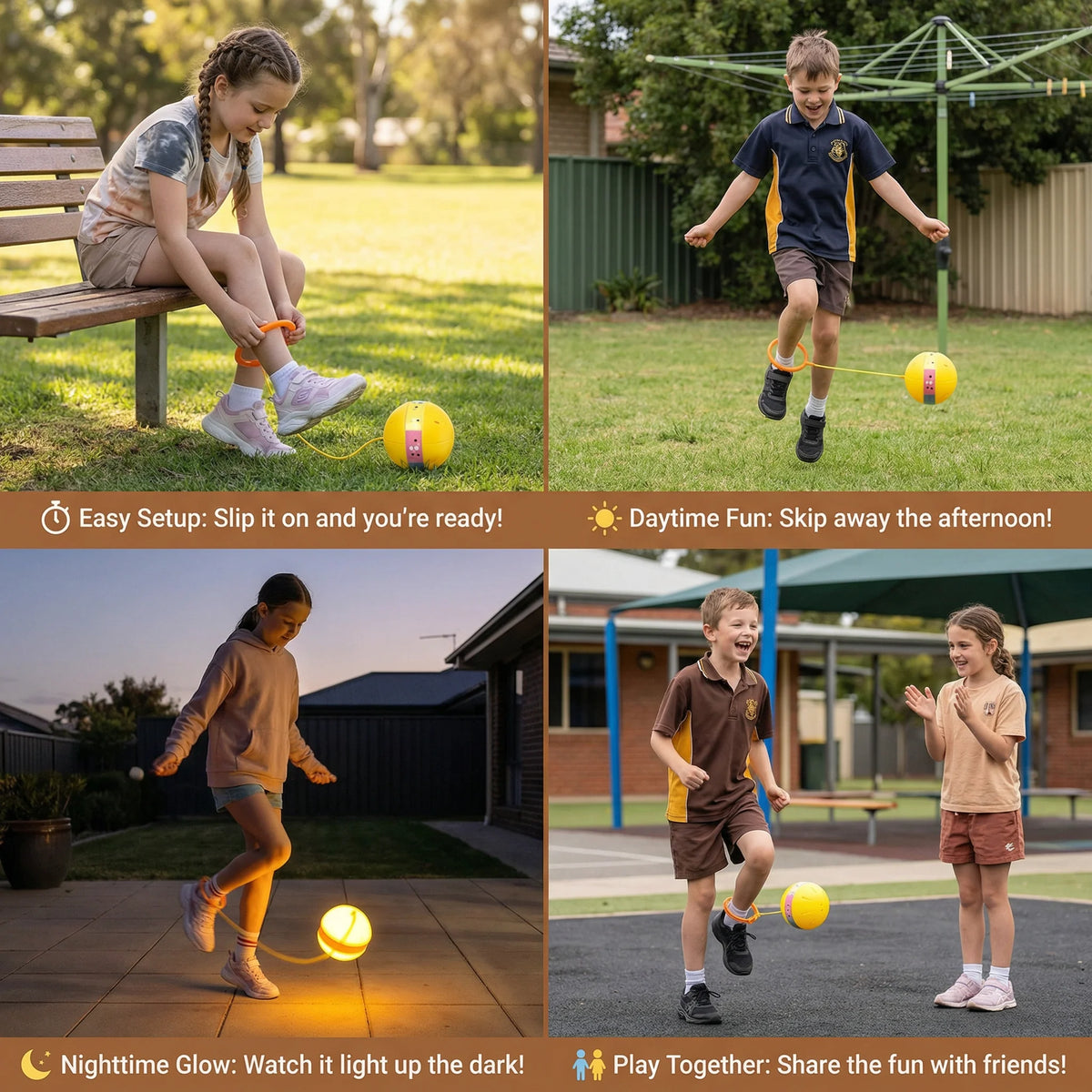 Ankle Bounce Ball Motion-Activated LED & Adjustable Loop