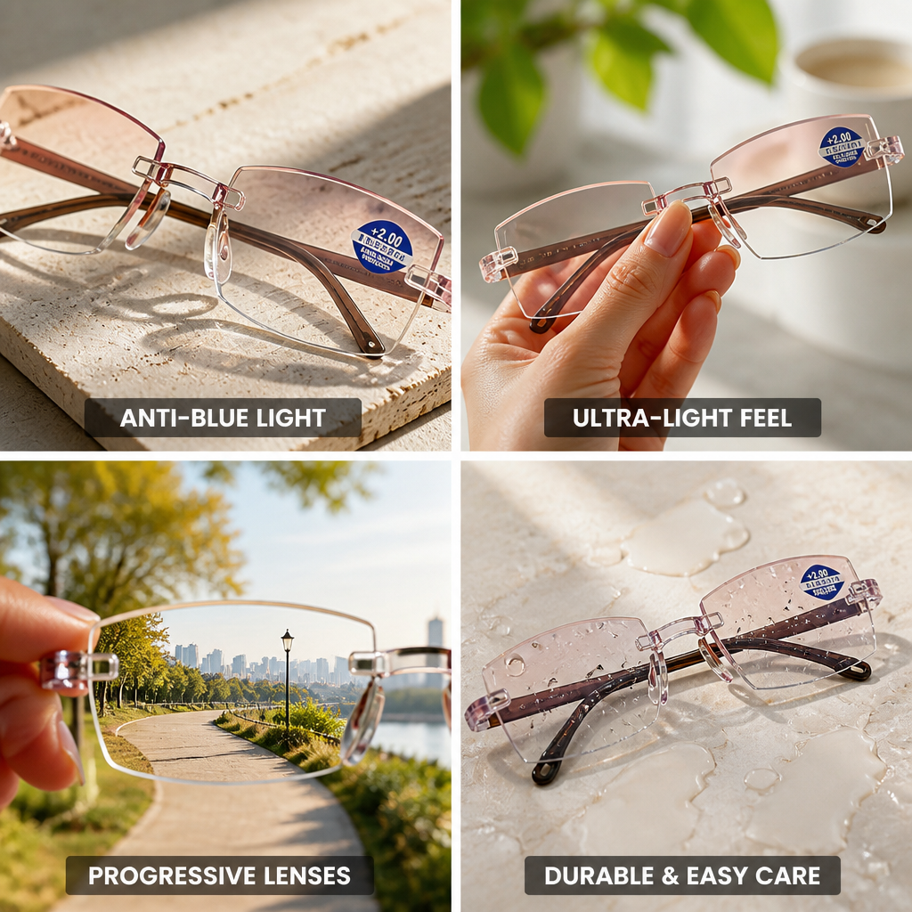 Anti-Blue Light Feather-Light Progressive Reading Glasses