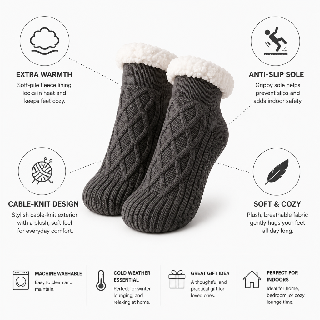 Anti-Slip Soft-Pile Fleece Socks