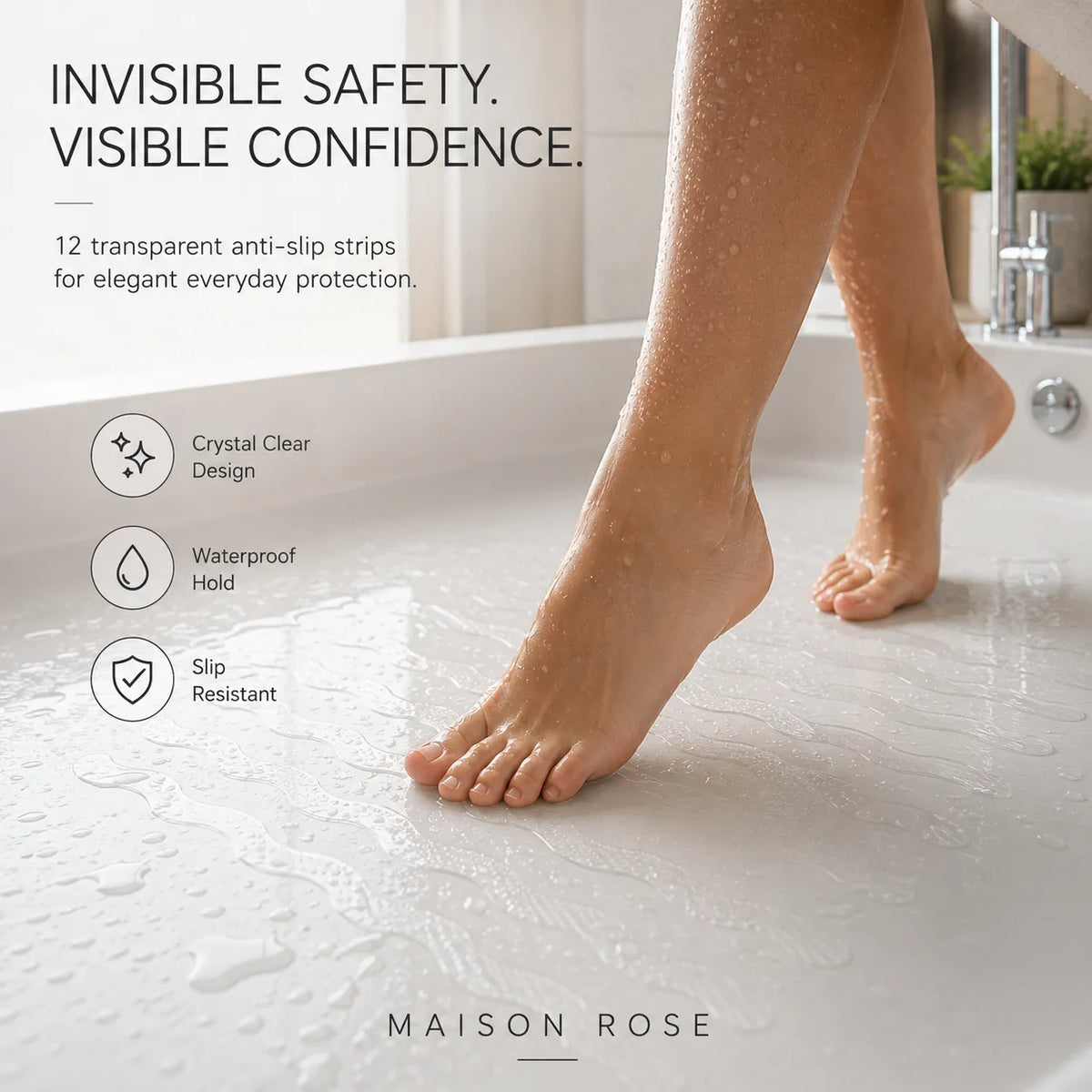 Anti-Slip Strips Clear S-Shaped Design