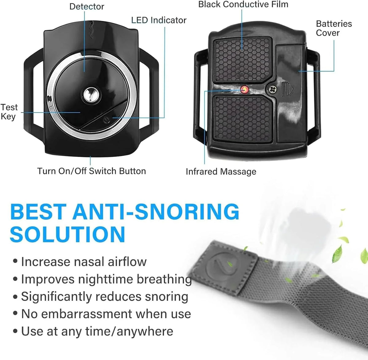 Anti-Snore Wristband Auto Snore Detection & Pulse Stimulation