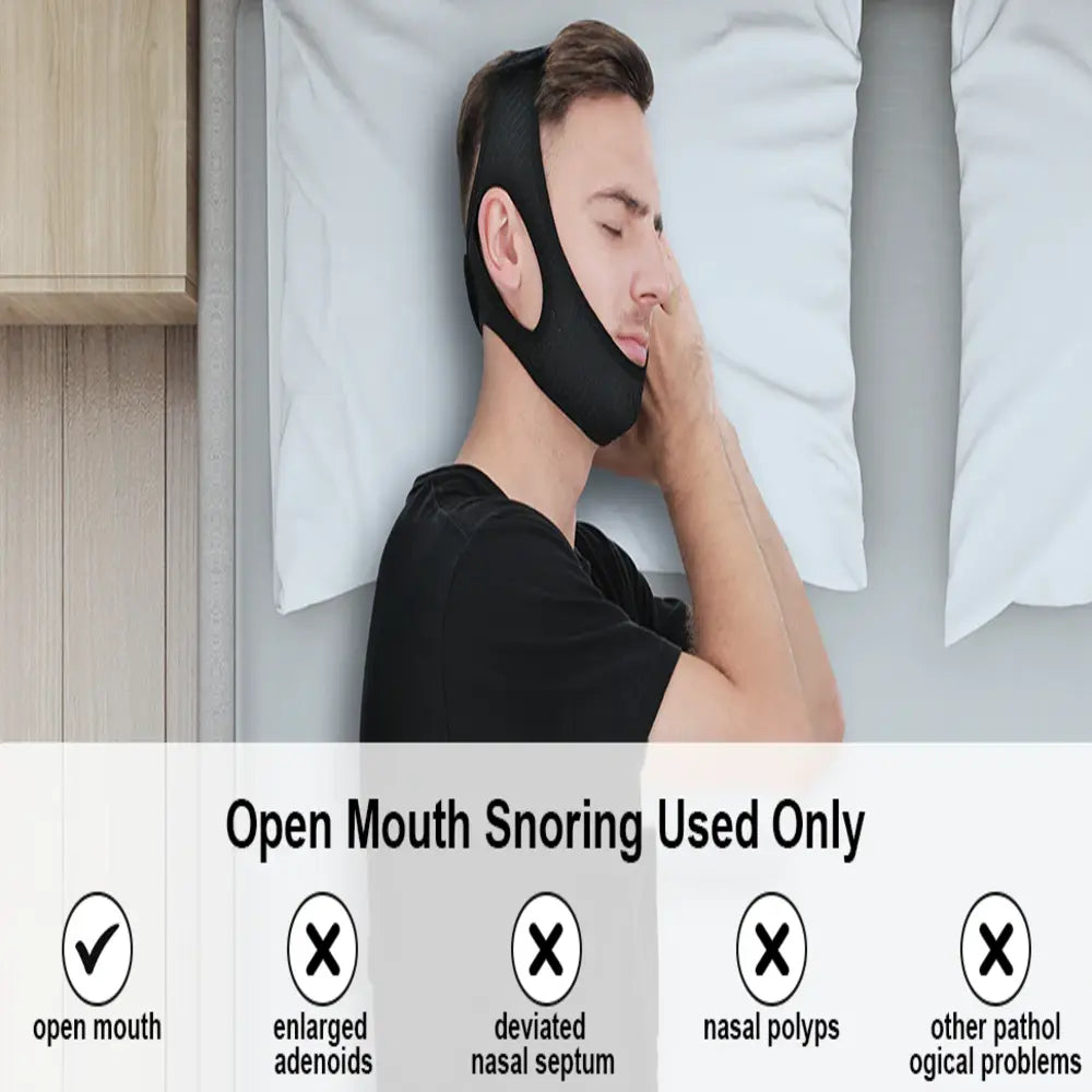 Anti-Snoring Chin Strap Adjustable Velcro Breathable & Washable
