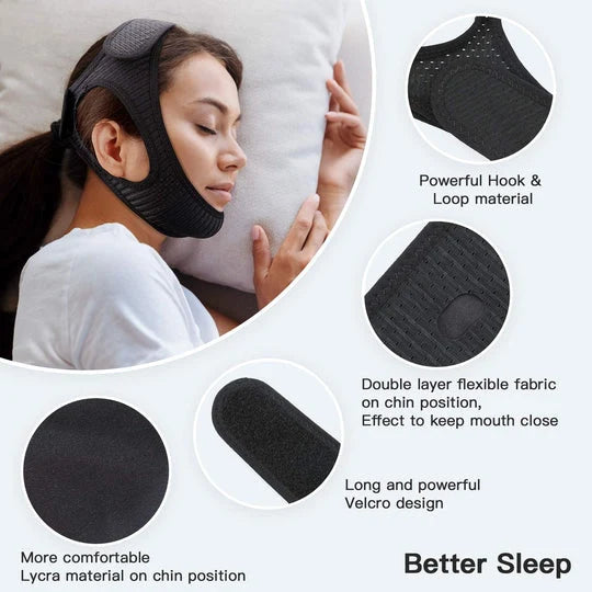 Anti-Snoring Chin Strap Adjustable Velcro Breathable & Washable