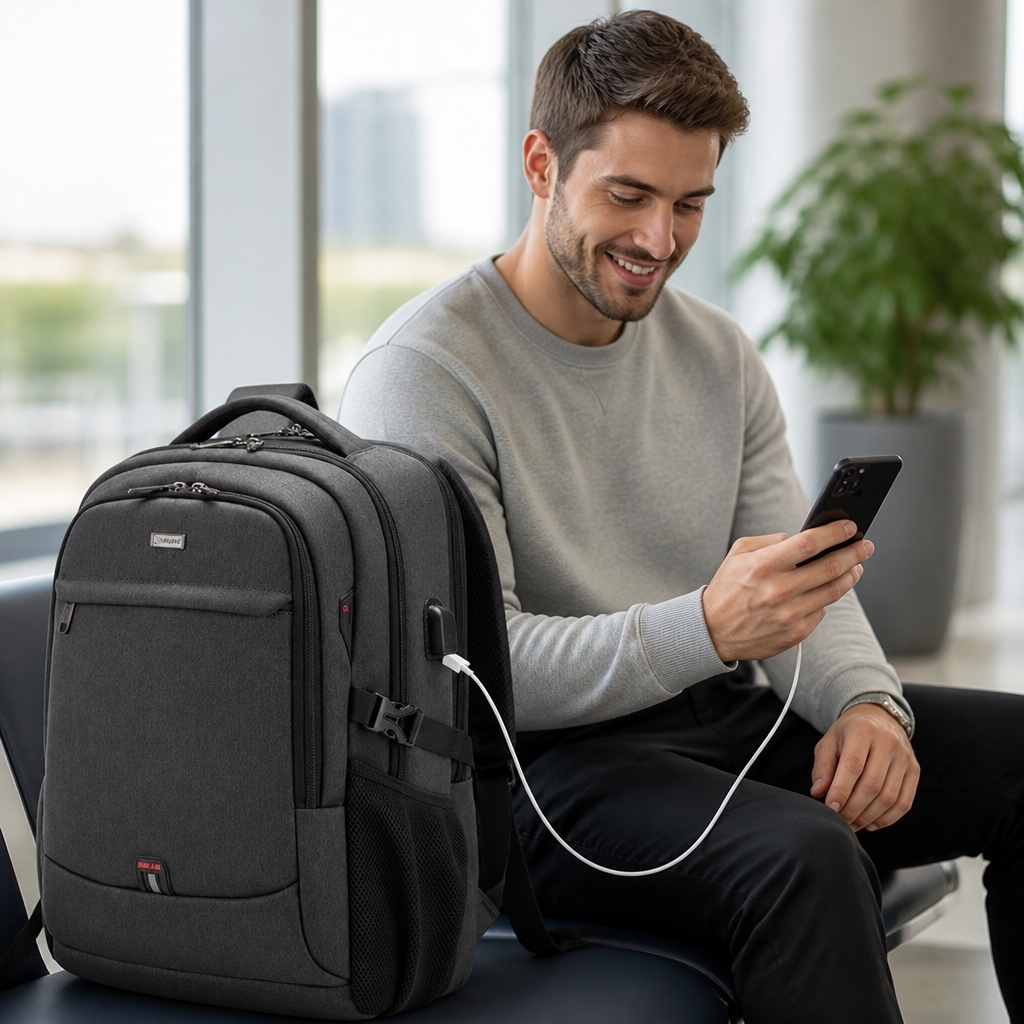 Anti-Theft USB Charging Water-Resistant Laptop Backpack (Fits 13–17 Inch Laptops)