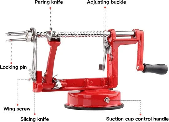 Apple Peeler, Corer & Slicer Hand-Crank Suction Base