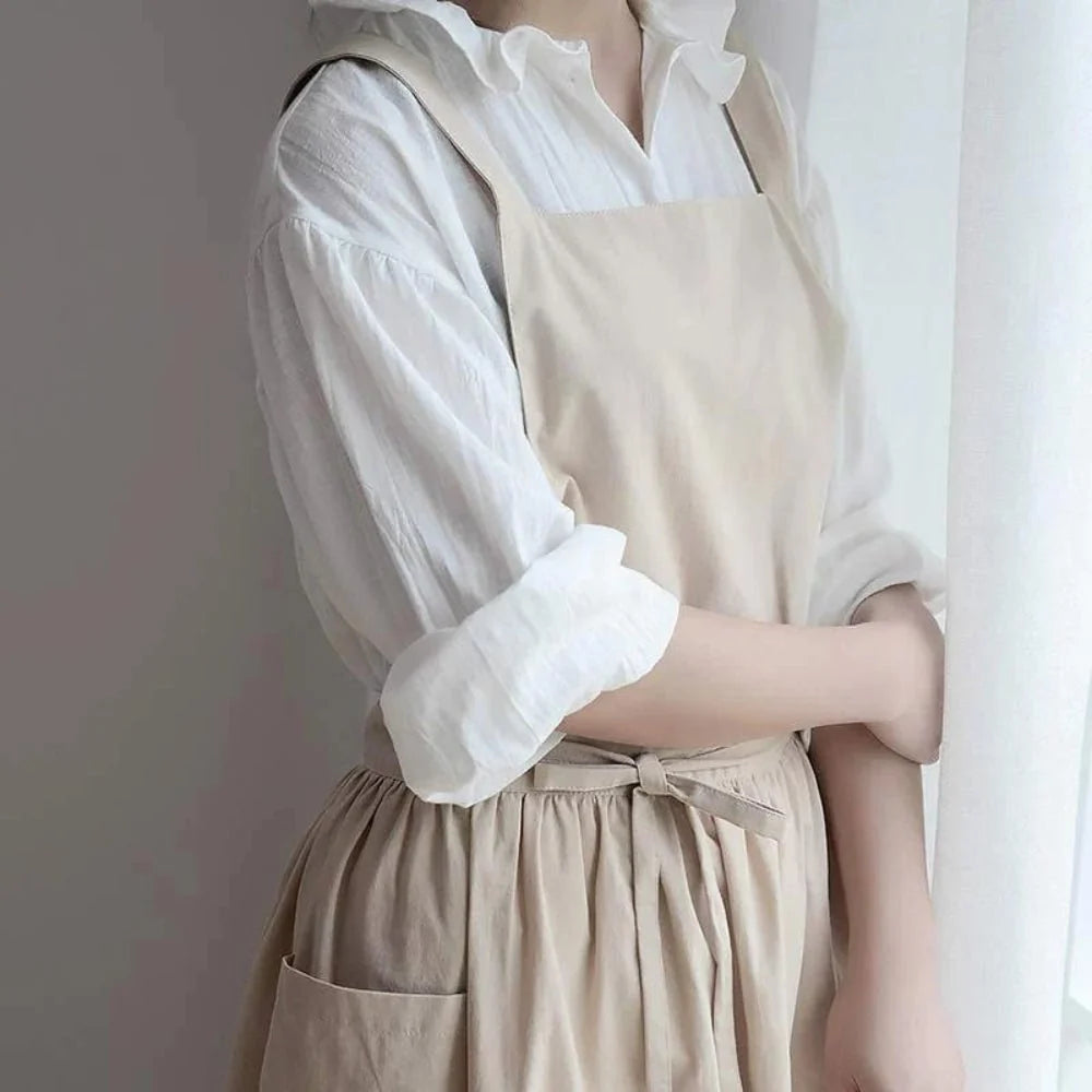 Apron Cotton With Practical Storage Pockets