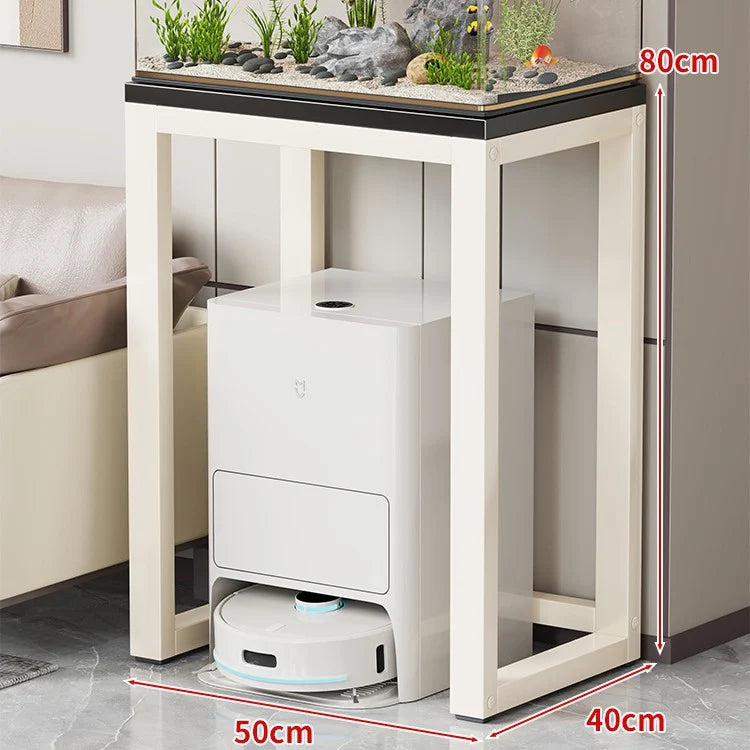 Aquarium Console Table Faux Marble Top Open Storage