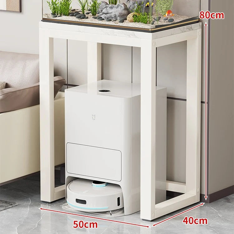 Aquarium Console Table Faux Marble Top Open Storage
