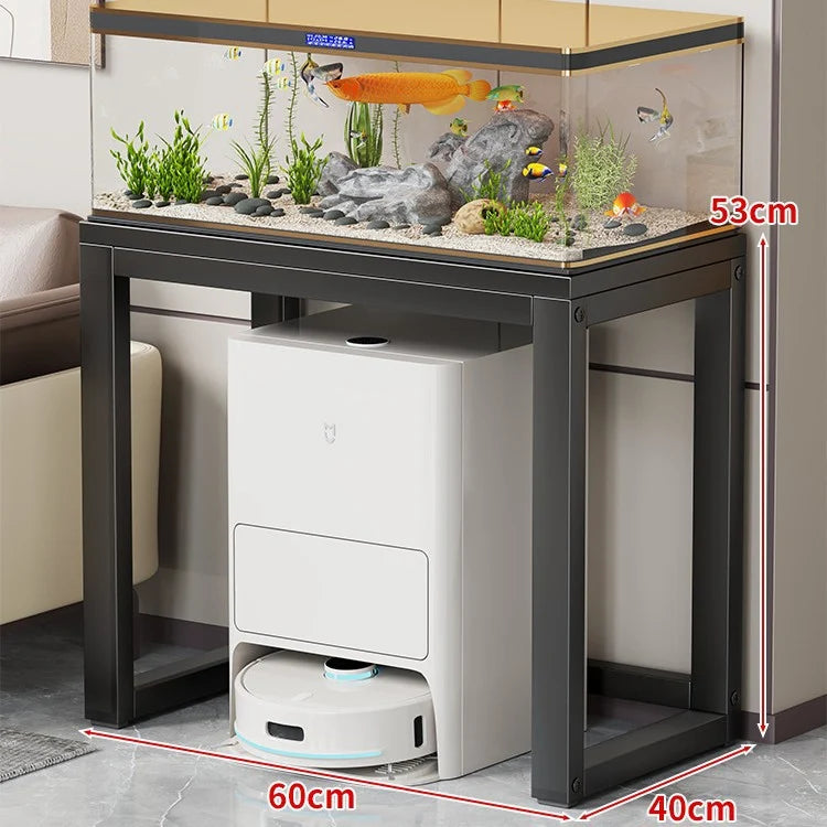 Aquarium Console Table Faux Marble Top Open Storage