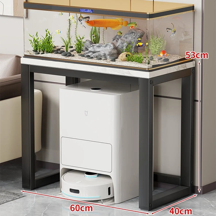 Aquarium Console Table Faux Marble Top Open Storage