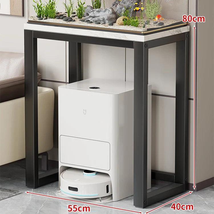 Aquarium Console Table Faux Marble Top Open Storage