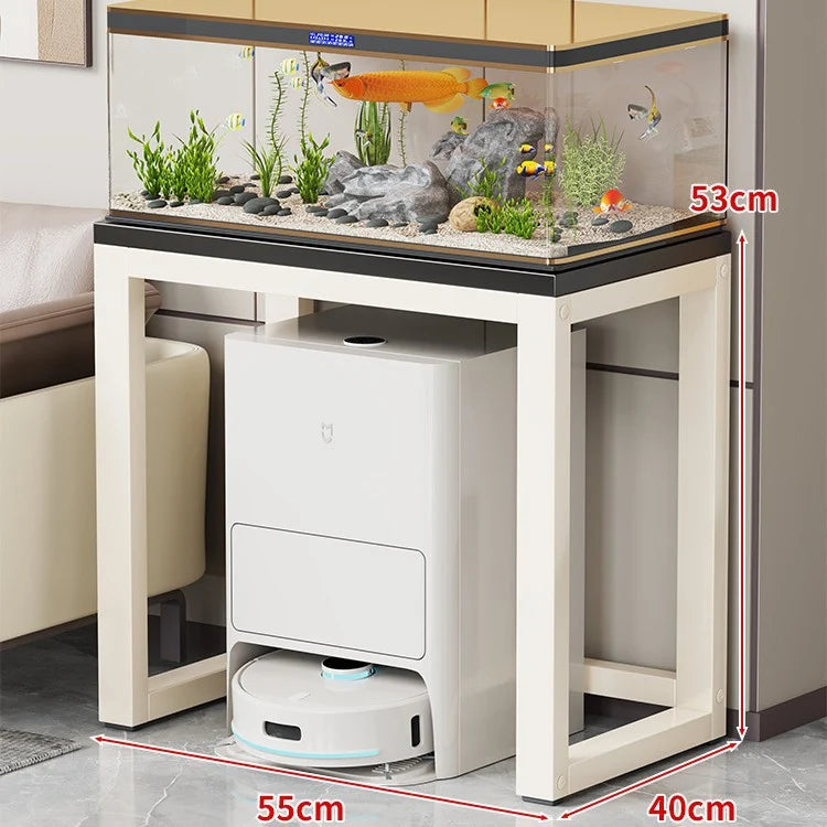Aquarium Console Table Faux Marble Top Open Storage