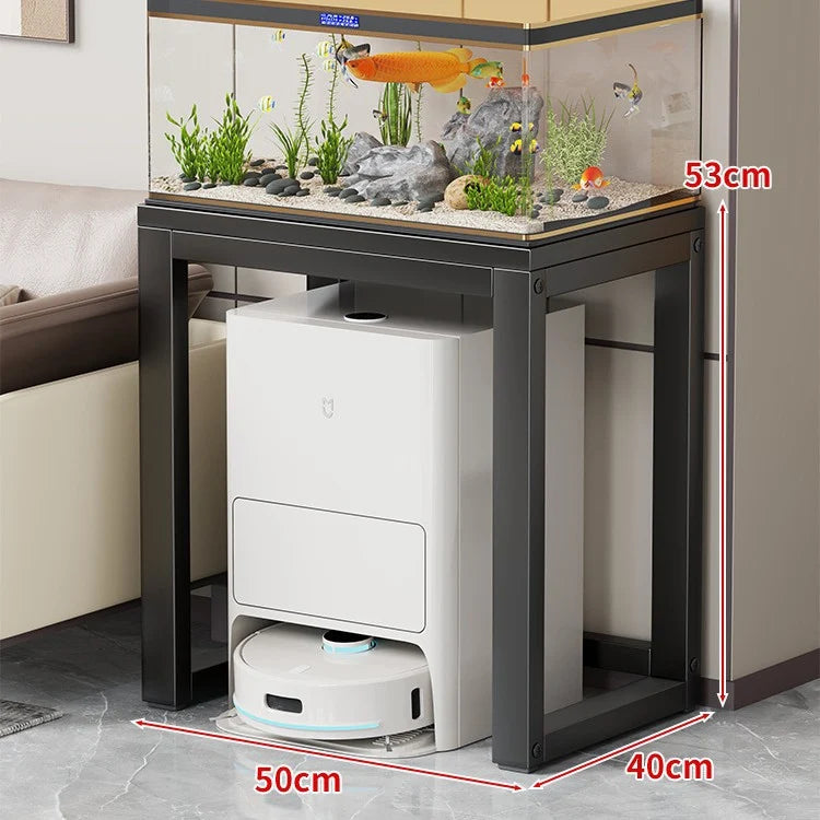 Aquarium Console Table Faux Marble Top Open Storage