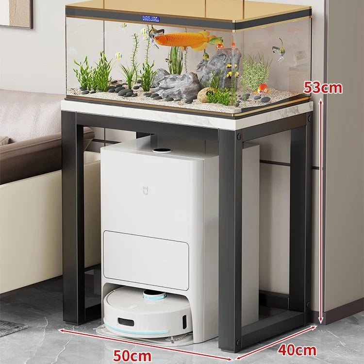 Aquarium Console Table Faux Marble Top Open Storage