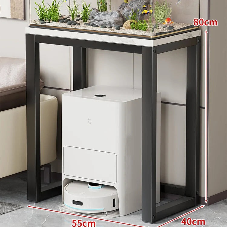Aquarium Console Table Faux Marble Top Open Storage