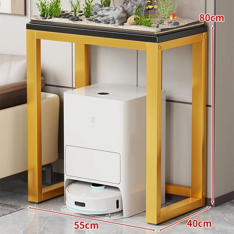 Aquarium Console Table Faux Marble Top Open Storage