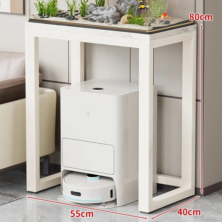 Aquarium Console Table Faux Marble Top Open Storage