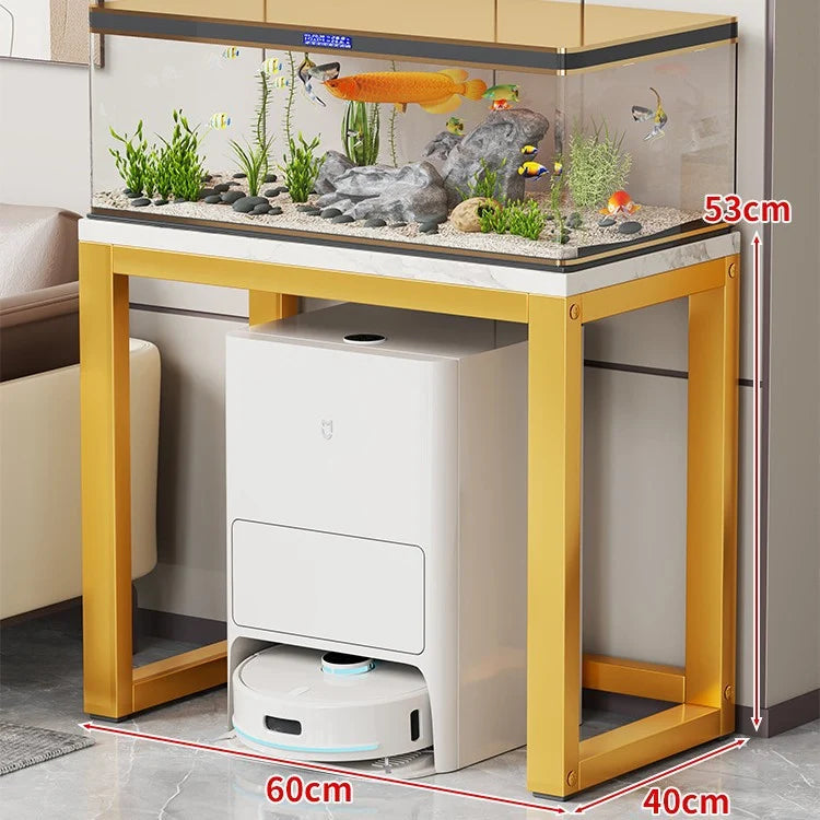 Aquarium Console Table Faux Marble Top Open Storage