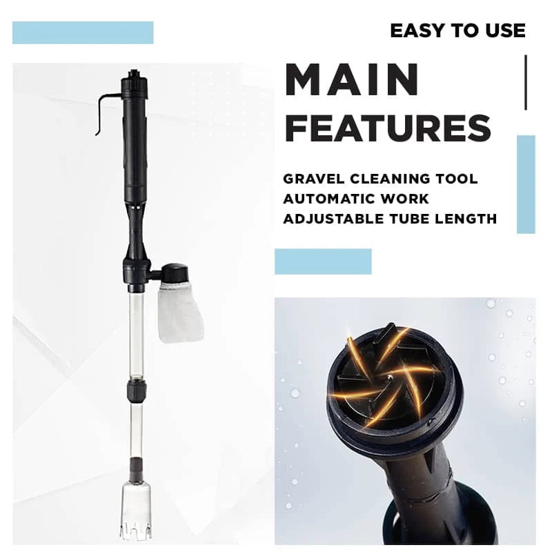 Aquarium Gravel Cleaner Battery-Powered Adjustable Tube Filter Bag