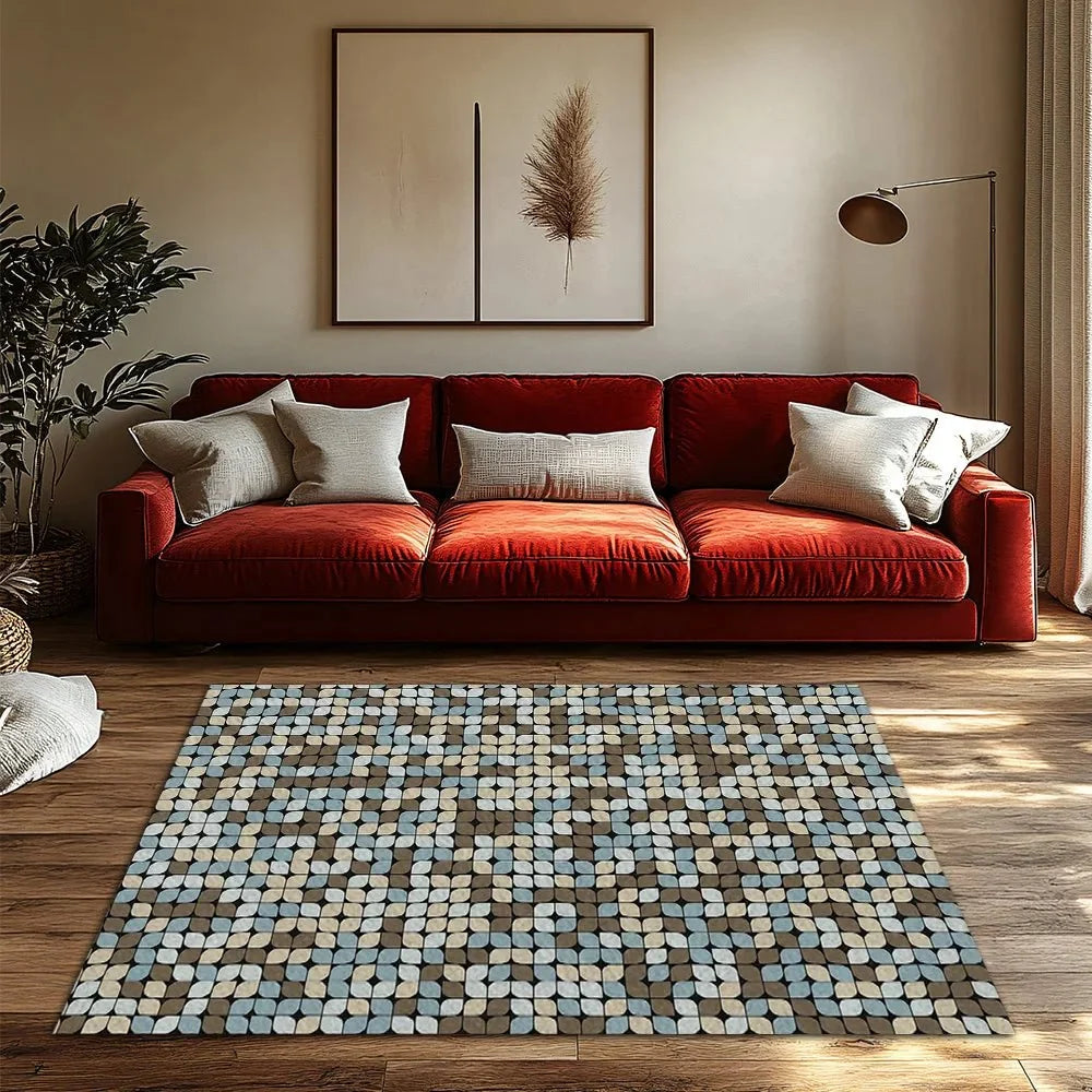 Area Rug Flannel Geometric Pattern Non-Slip Backing