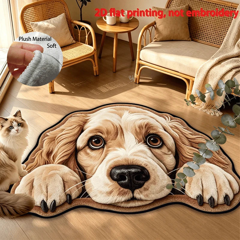 Area Rug Soft Feel Dog Print Easy-Care